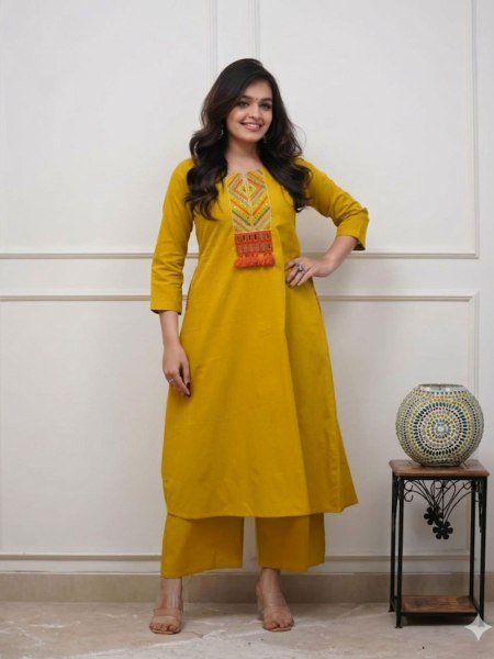 Yellow Premium Quality Cotton Cord Set Collection for Resellers and Export Kurtis