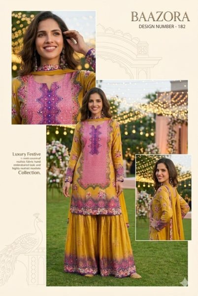 Yellow Real Crepe Silk Gharara Suit with Mirror Work Embroidered Top and Dupatta Designer Plazzo Salwar Suits Wholesale