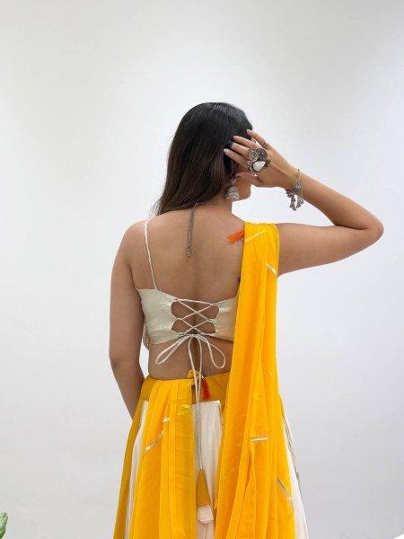 Yellow White Designer Navratri Rayon Lehenga with Real Mirror Work Blouse Navratri Lehnega Choli