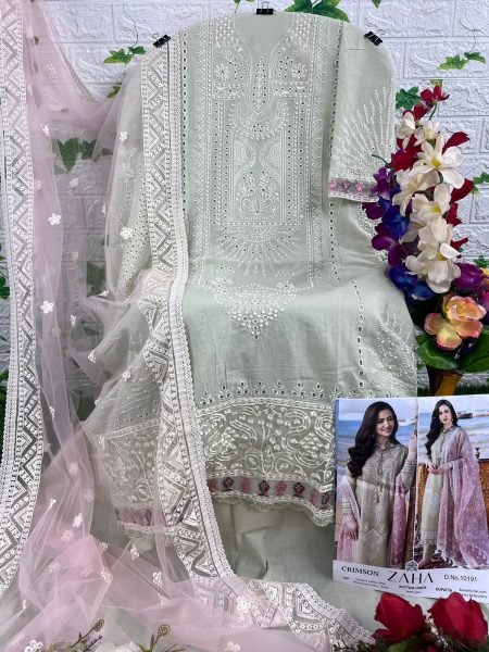 Zaha Crimson Designer Pakistani Cotton Suit Collection Pakistani Suits Wholesale