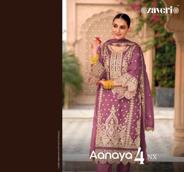 Zaveri Aanaya Vol 4 Soft Organza Suit Ready Made Wholesale Collection Pakistani Suits Wholesale