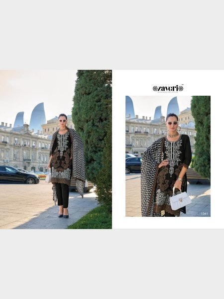 Zaveri Presentiong Black Color Cotton With Embroidery Work Suits  Churidar Salwar Suits Wholesale