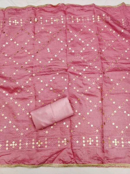 Zenvique Maroon Banarasi Silk Suit Material with Sequins Work For Celebration Wear Punjabi Dress Materials Wholesale