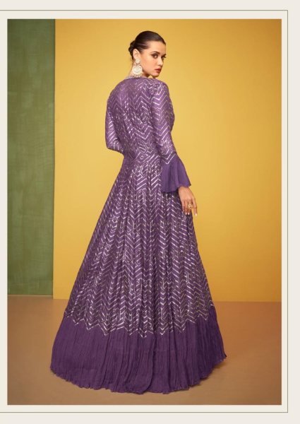 Zenvique Purple Premium Silk Embroidered Lehenga Set with Net Dupatta for Wedding Wear Wedding Bridal Dress Wholesale