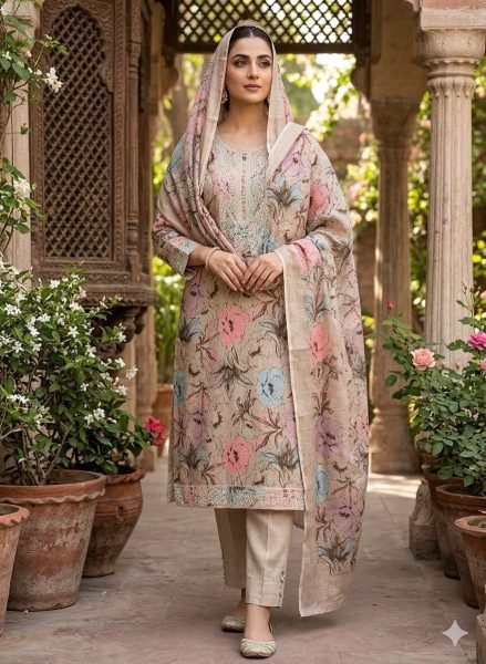 Zephyra White Mal Cotton Dress Material with Multi Work for Office Wear Punjabi Dress Materials Wholesale