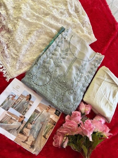 Ziaaz Pakistani Cambric Cotton Suit Set Heavy Embroidery    Moti Work Top Brand Collection at Best Price Pakistani Suits Wholesale
