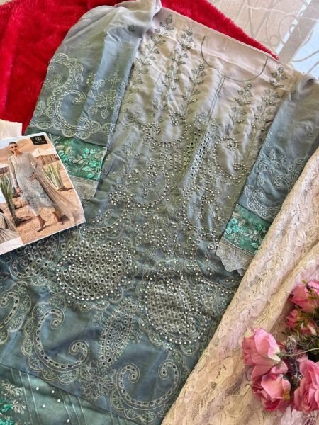 Ziaaz Pakistani Cambric Cotton Suit Set Heavy Embroidery    Moti Work Top Brand Collection at Best Price Pakistani Suits Wholesale