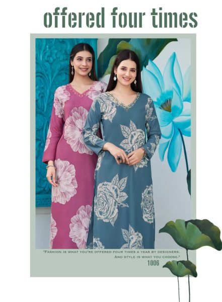 Zion Vol 1 Rayon Co - ord Edition  8 Color Handwork Sets for Daily &  Festive Wear Full Set Kurti