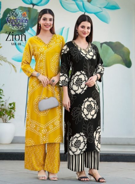 Zion Vol 1 Rayon Co - ord Edition  8 Color Handwork Sets for Daily &  Festive Wear Full Set Kurti