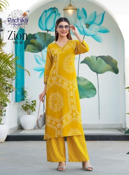Zion Vol 1 Rayon Co - ord Edition  8 Color Handwork Sets for Daily &  Festive Wear Full Set Kurti