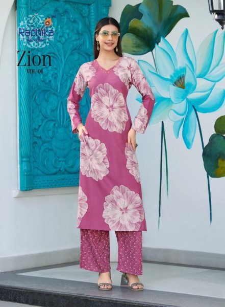Zion Vol 1 Rayon Co - ord Edition  8 Color Handwork Sets for Daily &  Festive Wear Full Set Kurti