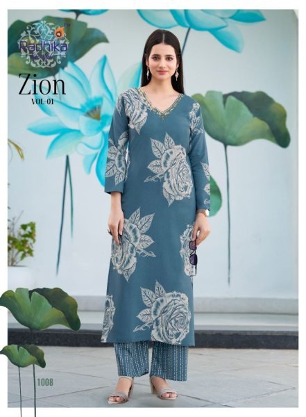 Zion Vol 1 Rayon Co - ord Edition  8 Color Handwork Sets for Daily &  Festive Wear Full Set Kurti