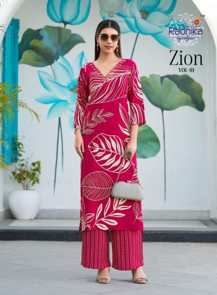 Zion Vol 1 Rayon Co - ord Edition  8 Color Handwork Sets for Daily &  Festive Wear Full Set Kurti