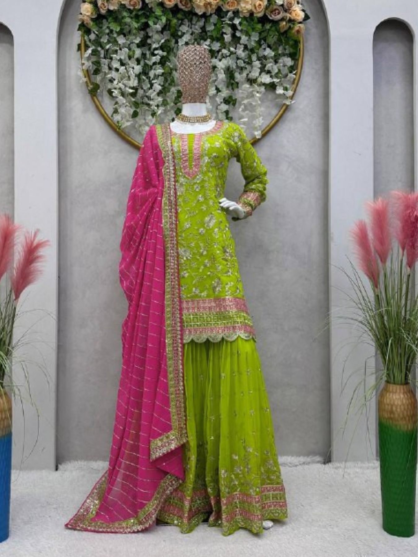 Rama Sharara style Salwar Suit Faux Georgette main image 1