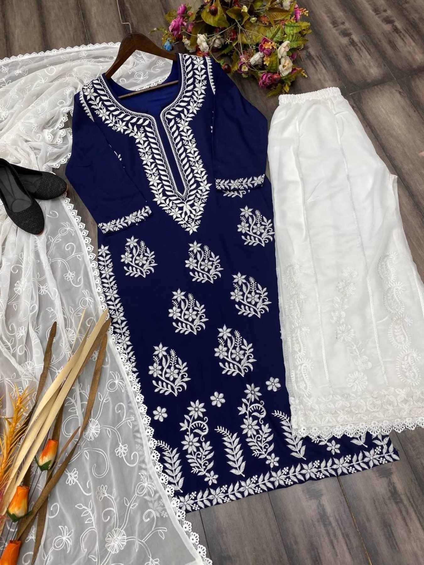 Kurti Dress Navy Embroidered